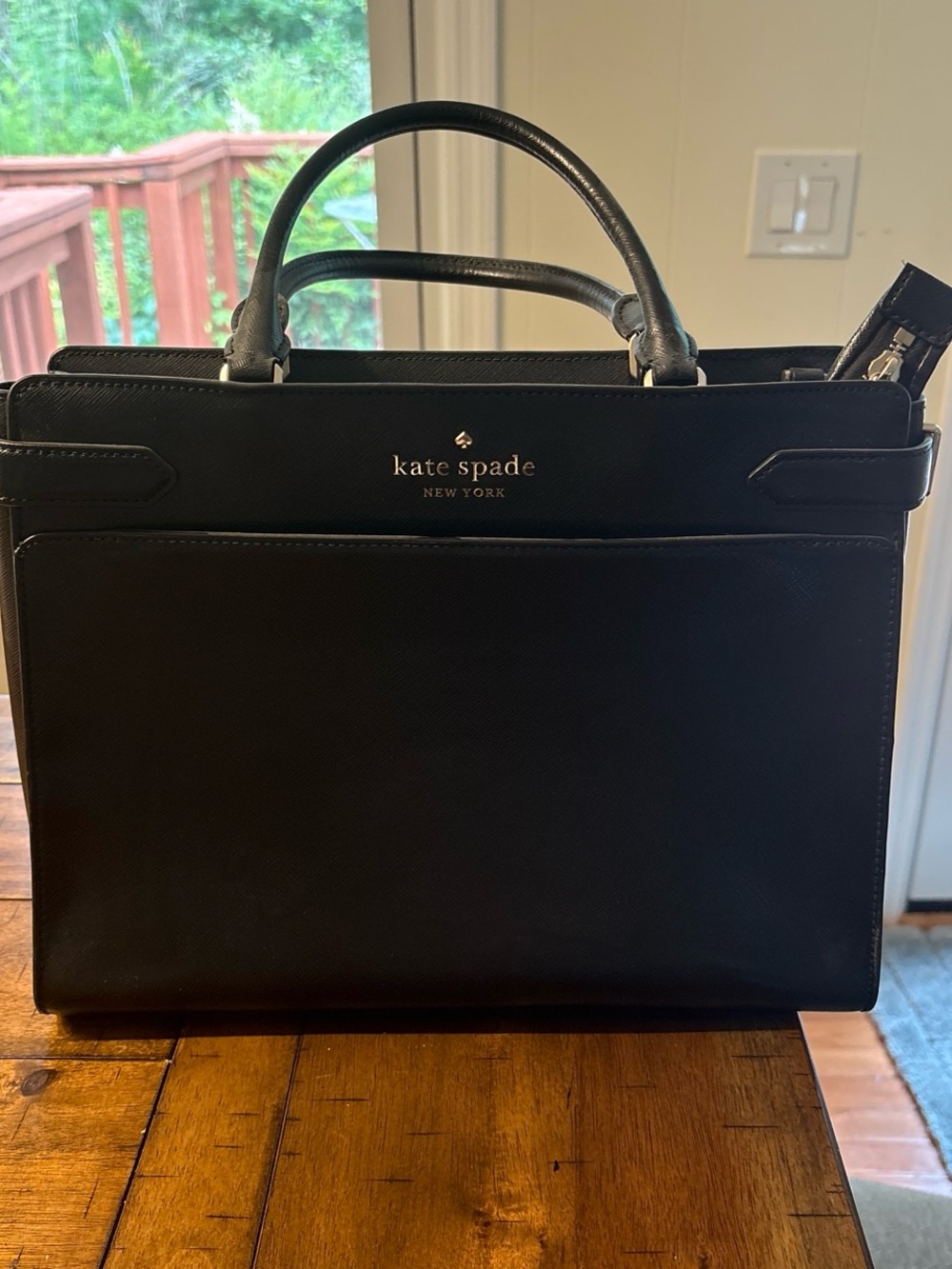 kate spade Black Leather Top-Handle Briefcase